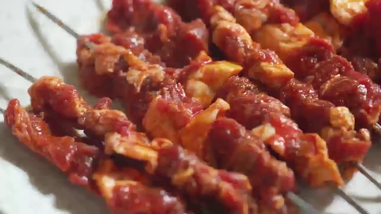 中国珲春的烤肉串